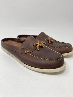 LL Bean Casco Bay Boat Mocs Mules Loafers Shoes Womens 10W Brown Tassel Backless
